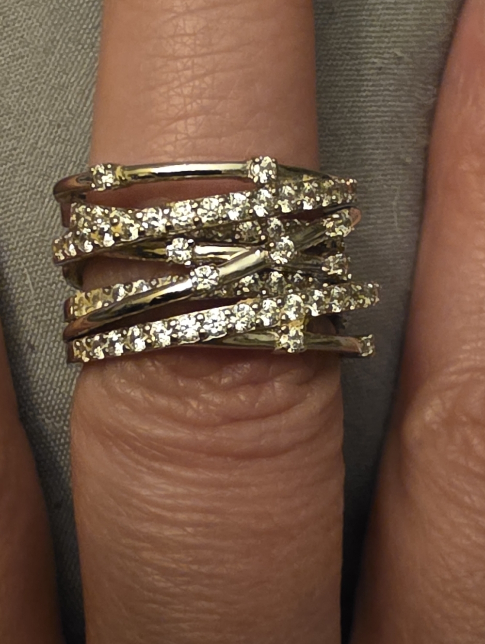 Crislu Entwined Platinum Plated & Silver Multi-Row CZ Wrap Ring - Picture 5 of 16